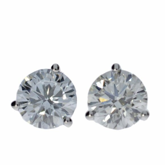 18Kt Gold 1 Ct 3 Prong Lab Grown Diamond Studs Earrings - Picture 1 of 6